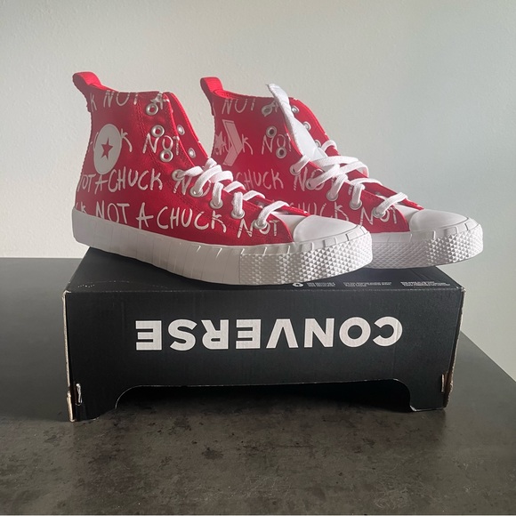 NEW MENS UNT1TL3D "Not a Chuck - Red" CONVERSE SNEAKERS HIGH TOPS Size 10 - Picture 8 of 10